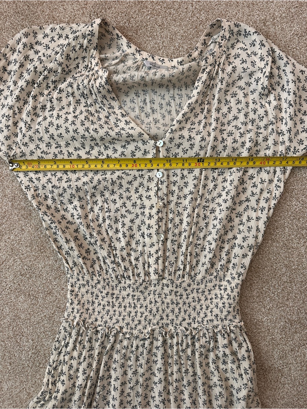 Rails Jasmine Mini Dress Petite Floral Smocked Waist Long Sleeve XS - Picture 10 of 11